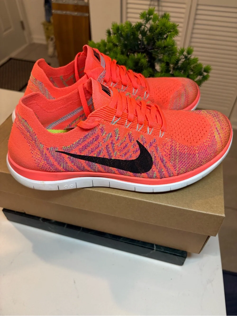 Nike Free Run 4.0 Flyknit 2014 Like New Ultra Rare Running Shoes Coral Sz 9.5